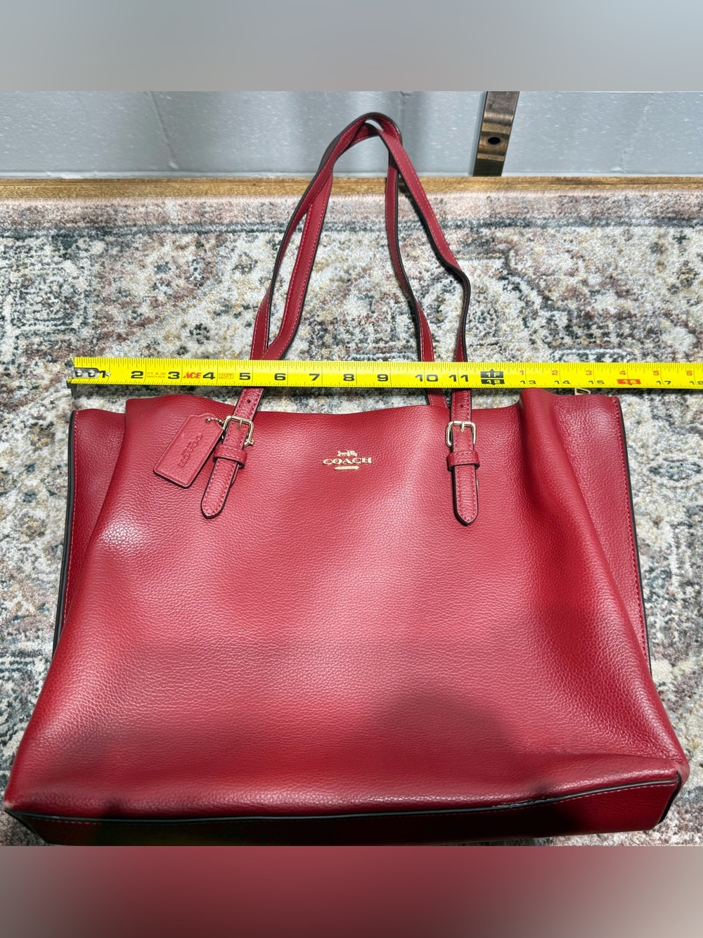 Coach Red Leather Tote with Gold Hardware